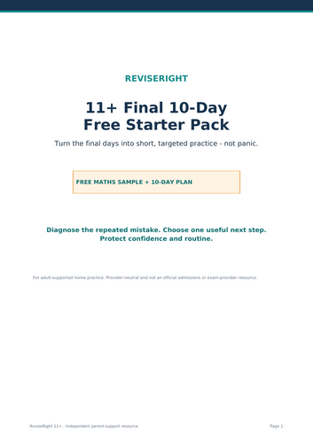 11+ Final 10-Day Free Starter Pack