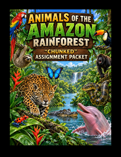 Amazon Rainforest Animals "Chunked" Assignment Packet