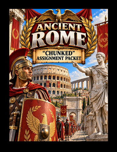 Ancient Rome "Chunked" assignment Packet (86 Assignments)