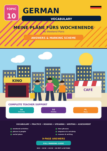 German Vocabulary | Meine Pläne fürs Wochenende | Weekend Plans | Workbook + Answers