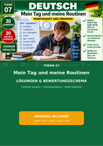 German Daily Routines & Schedules | IB MYP, KS3, GCSE, IGCSE & ISEB | Vocabulary Workbook + Answers