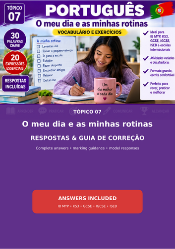 Portuguese Daily Routines & Schedules | IB MYP, KS3, IGCSE & ISEB | Vocabulary Workbook + Answers