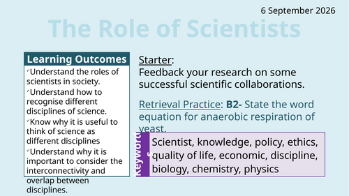 OCR AAQ in Applied Science- Science in Society: The Role of Scientists