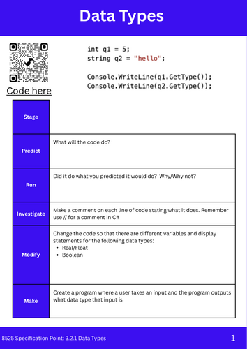 C# PRIMM Activities