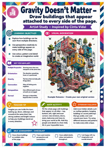 Cinta Vidal Artist Study – Gravity Doesn’t Matter | KS3 Creative Architecture Worksheet