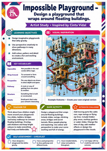 Cinta Vidal Artist Study – Impossible Playground | KS3 Creative Architecture Worksheet