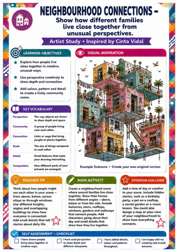 Cinta Vidal Artist Study – Neighbourhood Connections | KS3 Architecture Worksheet