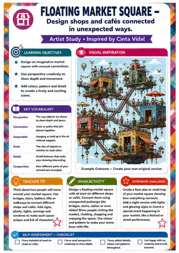 Cinta Vidal Artist Study – Floating Market Square | KS3 Creative Architecture Worksheet