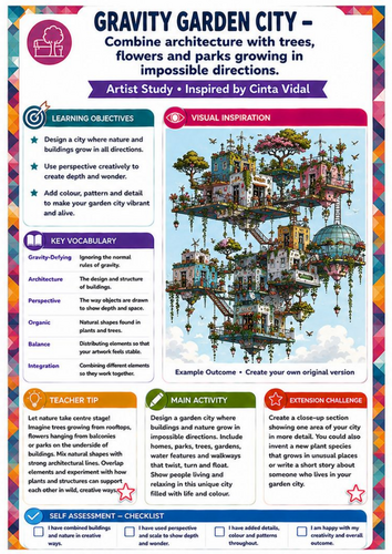 Cinta Vidal Artist Study – Gravity Garden City | KS3 Architecture & Nature Worksheet