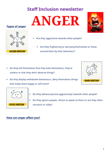 Staff inclusion newsletter - Anger and SEMH