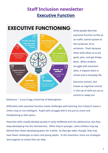 Staff inclusion newsletter - Executive function