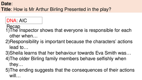 An Inspector Calls – Edexcel English Literature Paper 2: Introduction & PETER Paragraphs