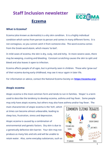 Staff inclusion newsletter - Eczema