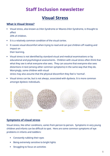 Staff inclusion newsletter - Visual stress