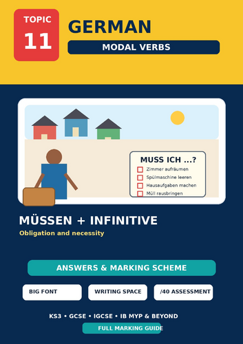 German Modal Verbs | müssen + Infinitive | 9-Page Grammar Workbook + Answers
