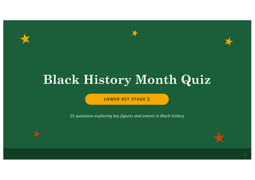 Black History Month Quiz LKS2 | 25 Questions | Black History Month Quiz | KS2