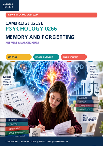 NEW Cambridge IGCSE Psychology 0266 Memory and Forgetting | 2027–2029 NEW SYLL
