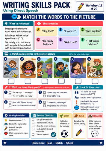 direct speech 10 worksheets