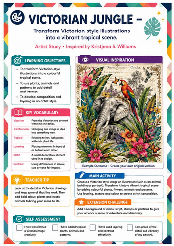 Kristjana S. Williams Inspired Victorian Jungle | KS3 Art Worksheet