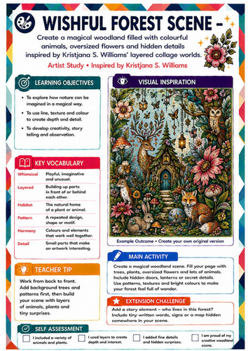 Kristjana S. Williams Inspired Wishful Forest Scene | KS3 Fantasy Art Worksheet