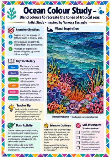 Vanessa Barragão Ocean Colour Study | KS3 Colour Theory Art Worksheet