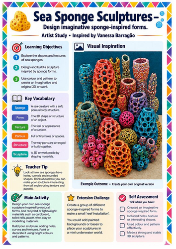 Vanessa Barragão Sea Sponge Sculptures | KS3 3D Art & Sculpture Worksheet