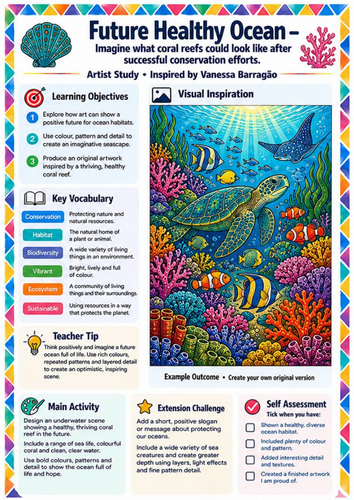 Vanessa Barragão Future Healthy Ocean | KS3 Conservation & Environmental Art Worksheet