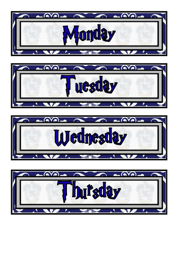 Harry Potter tray labels
