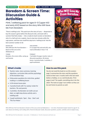 Boredom & Screen Time KS2 PSHE Pack