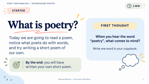 Introducing Poetry – First Year English Lesson + Student Handout