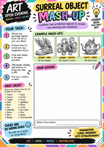 Surreal Object Mash-Up Art Worksheet | Creative Drawing & Surrealism Activity