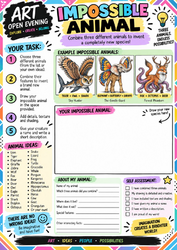 Impossible Animal Art Worksheet | Creative Creature Drawing & Design Activity