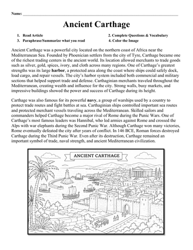 Ancient Carthage Worksheet
