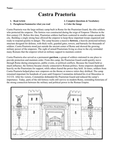 Castra Praetoria Worksheet