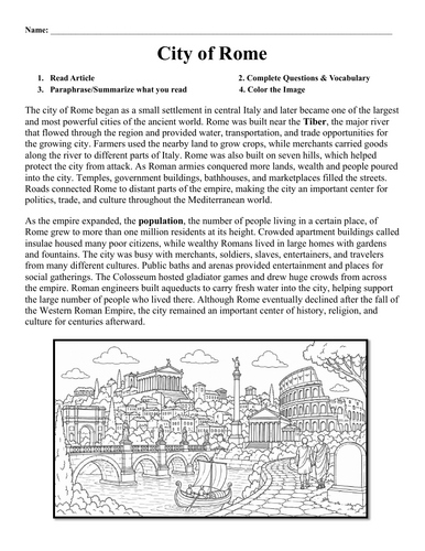 City of Ancient Rome Worksheet