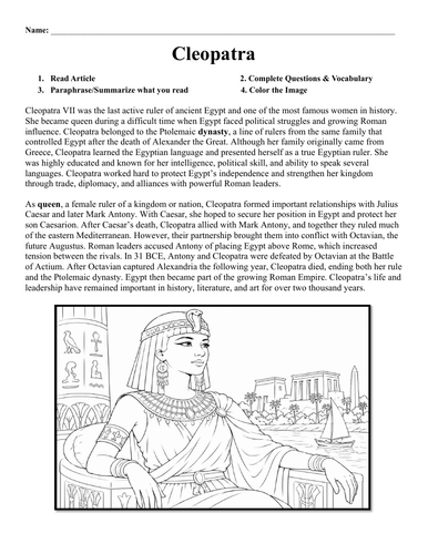 Cleopatra Worksheet