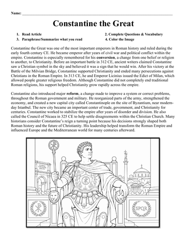 Constantine the Great Worksheet