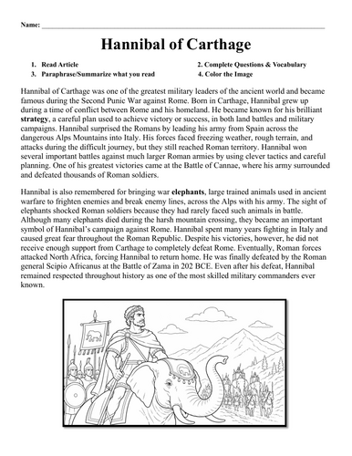 Hannibal of Carthage Worksheet