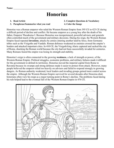 Honorius Worksheet