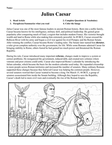 Julius Caesar Worksheet