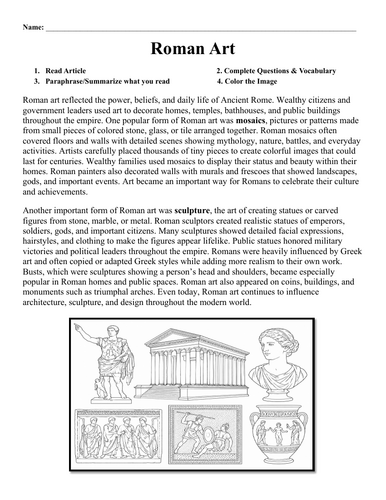 Roman Art Worksheet