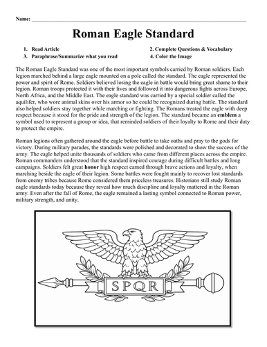 Roman Eagle Standard Worksheet