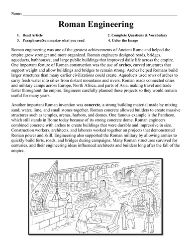Roman Engineering Worksheet