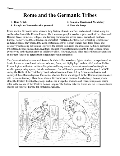 Rome and the Germanic Tribes Worksheet