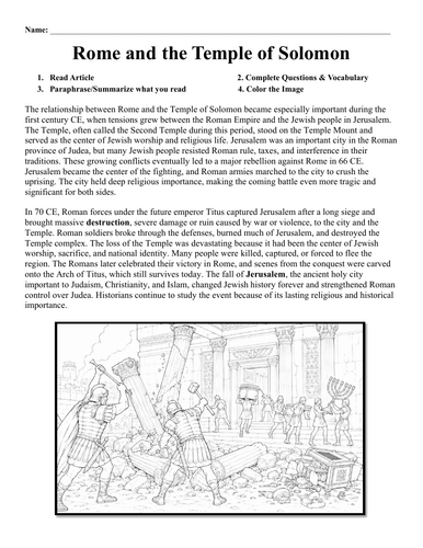 Rome and the Temple of Solomon Worksheet