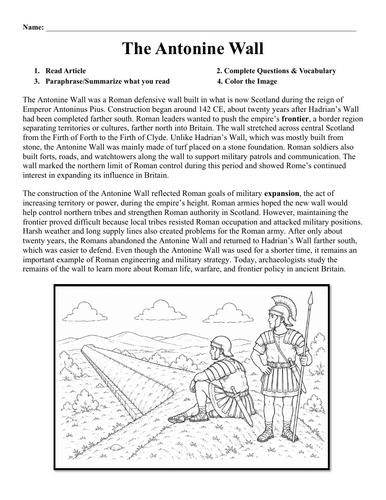 The Antonine Wall Worksheet