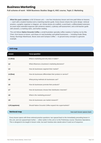 Business Marketing Full Scheme of Work NSW St6 HSC