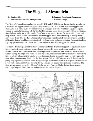 The Siege of Alexandria Worksheet