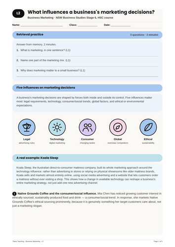 Business Marketing Influences on Decisions NSW St6 HSC