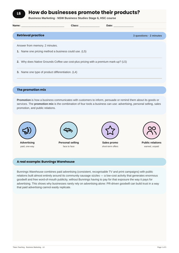 Business Marketing the Promotion Mix NSW St6 HSC
